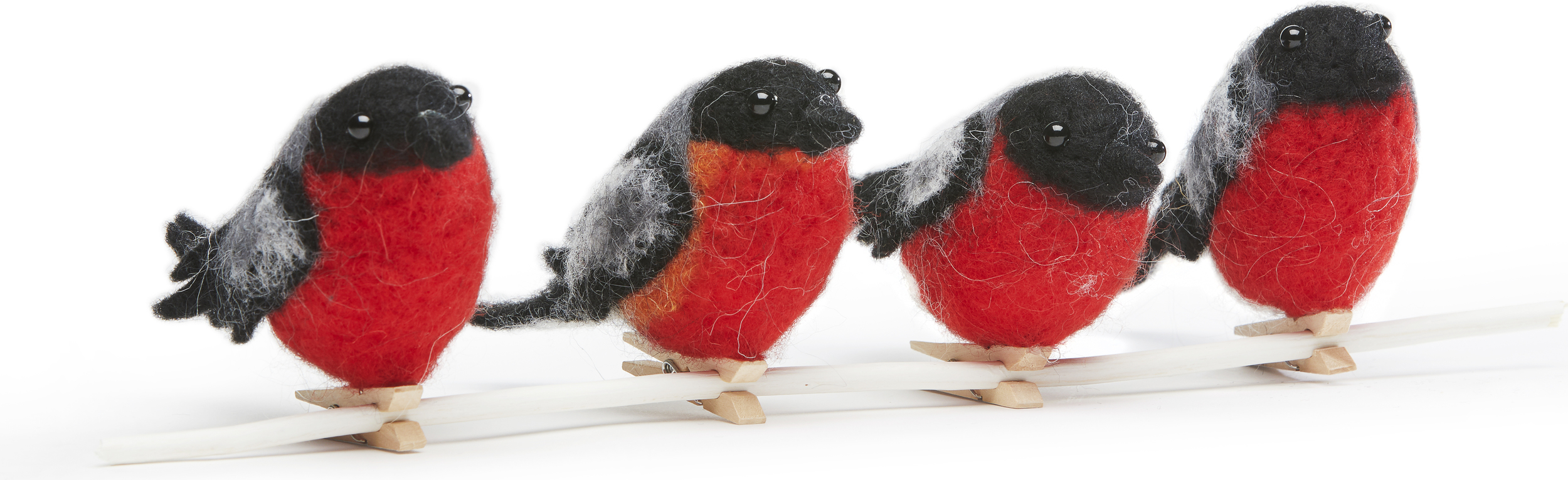 Figuren, Skulpturen und Kleindeko Birds Bullfinch Dekorationen Rot Mit Clip 4 St.