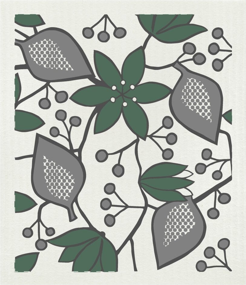 Born In Sweden Geschirrtuch Helleborus Green 20 x 18 cm