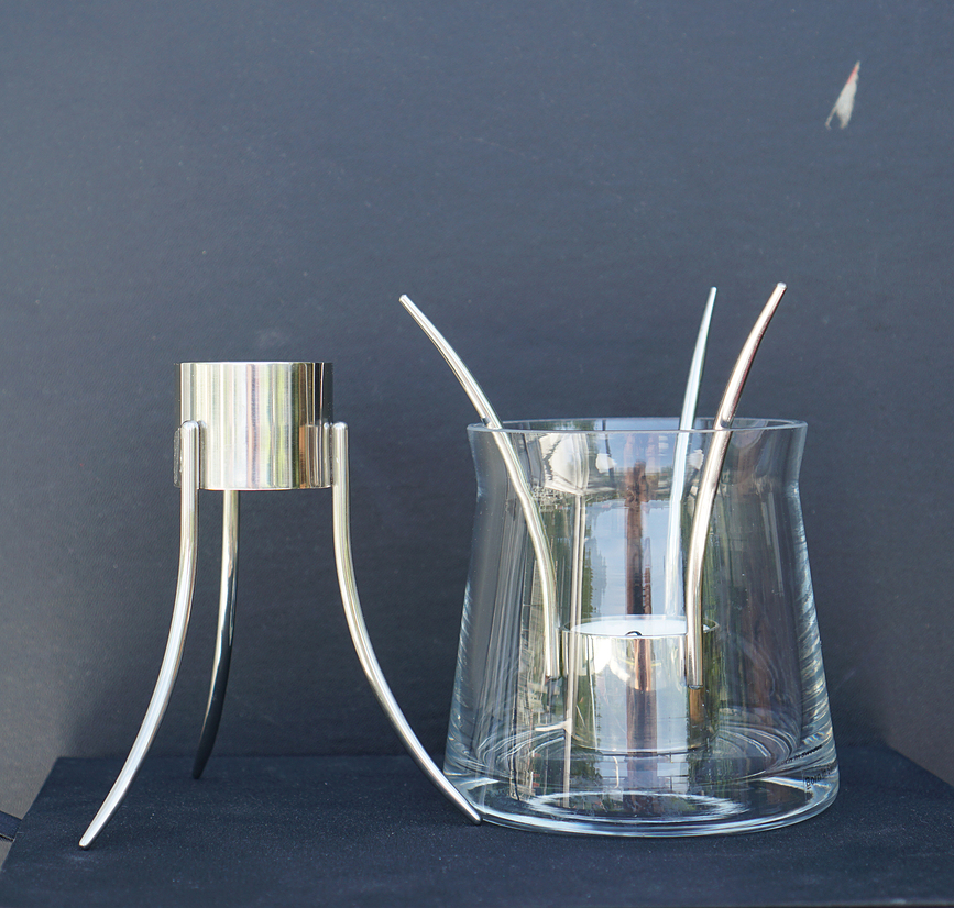 Born in Sweden Svečnik, polirano jeklo