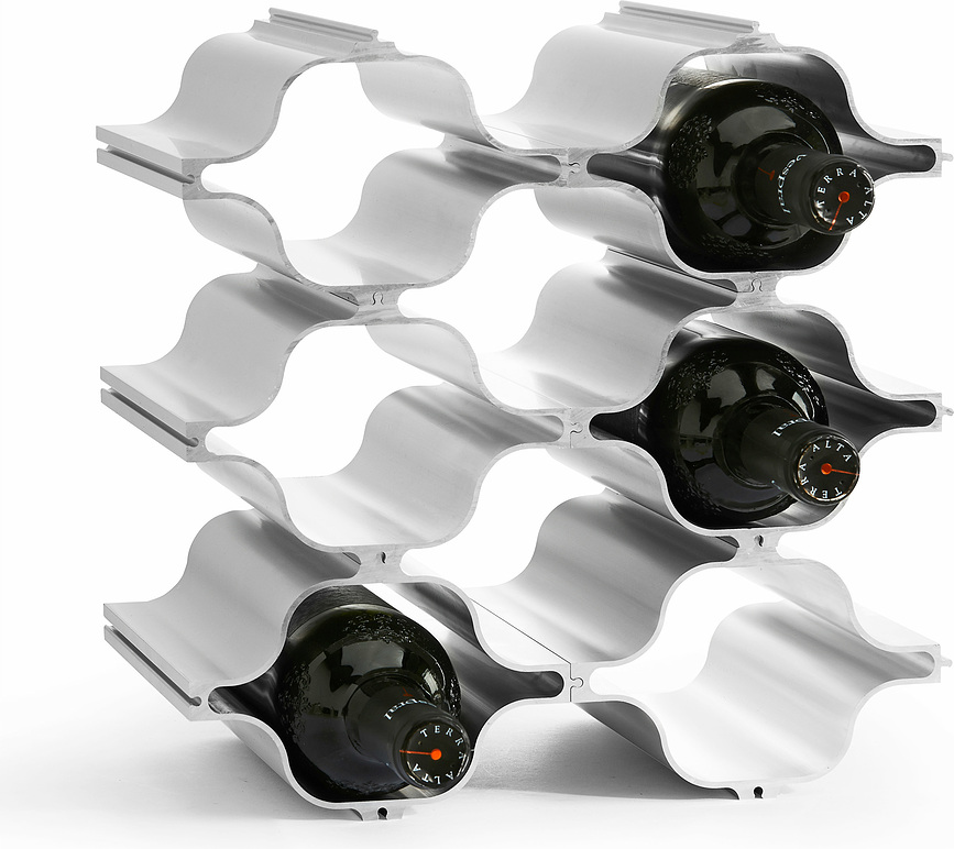 Botellero de aluminio Hex, marrón, triple