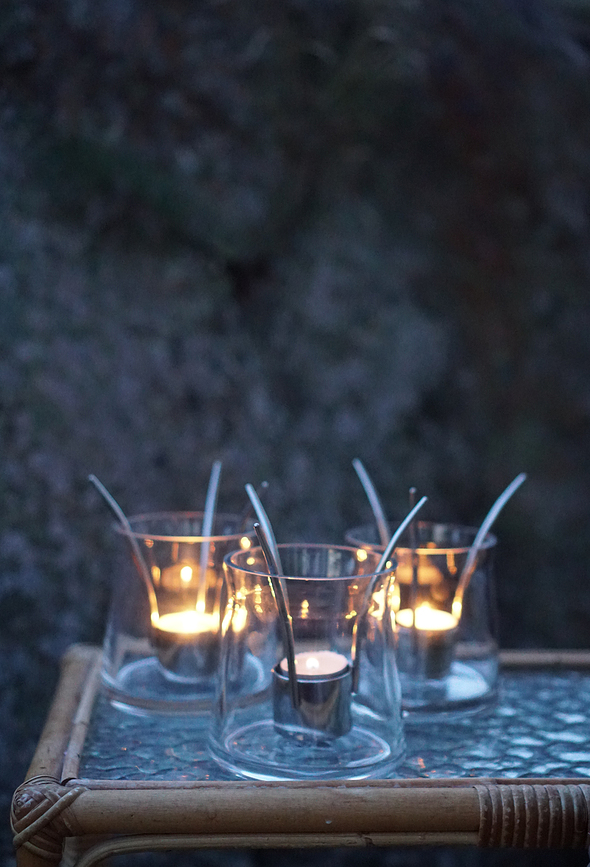 Portavelas de acero cepillado Born in Sweden