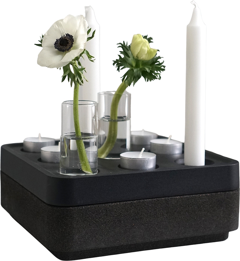 Candelabro Stumpastaken S, con 4 jarrones y base, Set de 6 piezas