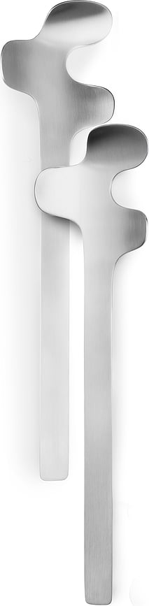 Cucharas para Ensalada de acero inoxidable cepillado Leaf, negras, 2 unidades