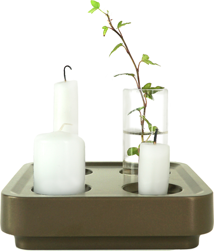 Lysholder Stumpastaken Fyran creme aluminium