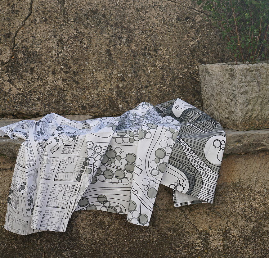 Paño de Cocina Sweden from Above City, 50 x 70 cm, gris