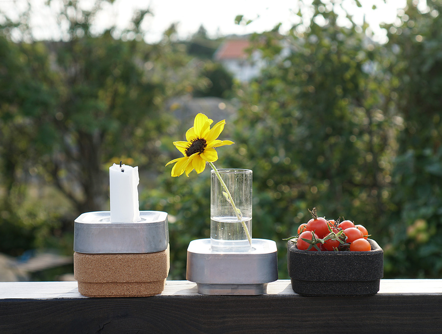 Portavelas de aluminio Stumpastaken Ettan, negro