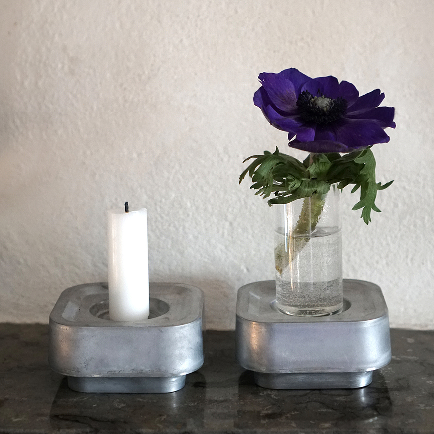 Portavelas de aluminio Stumpastaken Ettan, negro