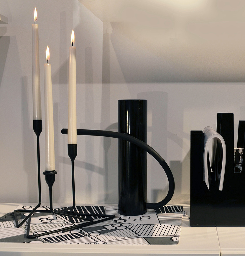 Puzzle Chandeliers pour bougies longues, noirs, Lot de 2