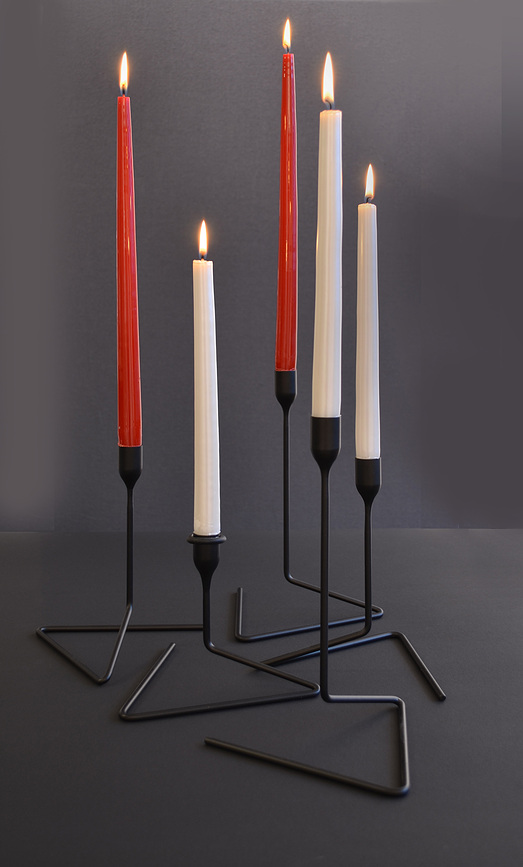 Puzzle Chandeliers pour bougies longues, noirs, Lot de 2