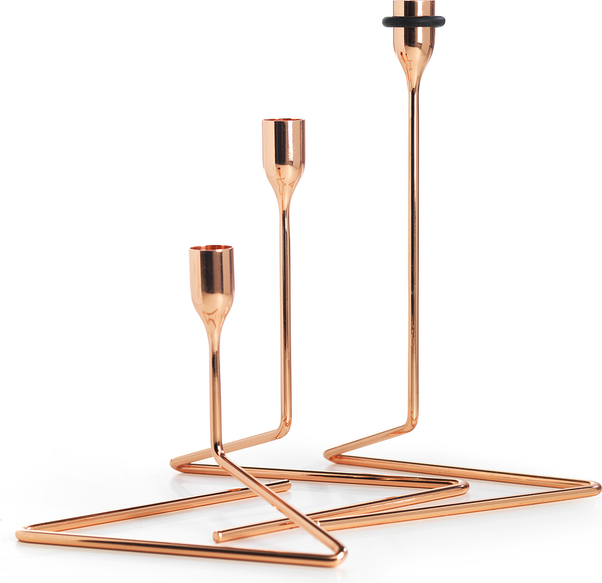 Puzzle Svečniki za klasične sveče, bakreni, 3 kosi
