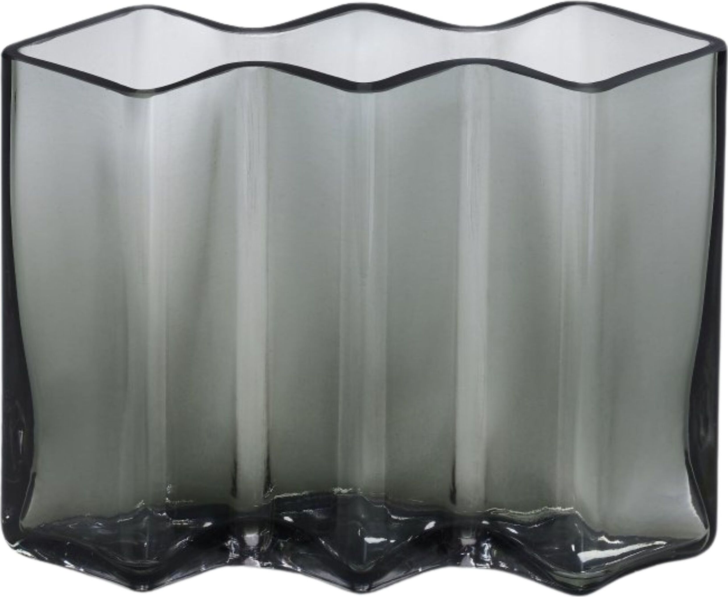 Row 3 Vase niedrig, transparent grau
