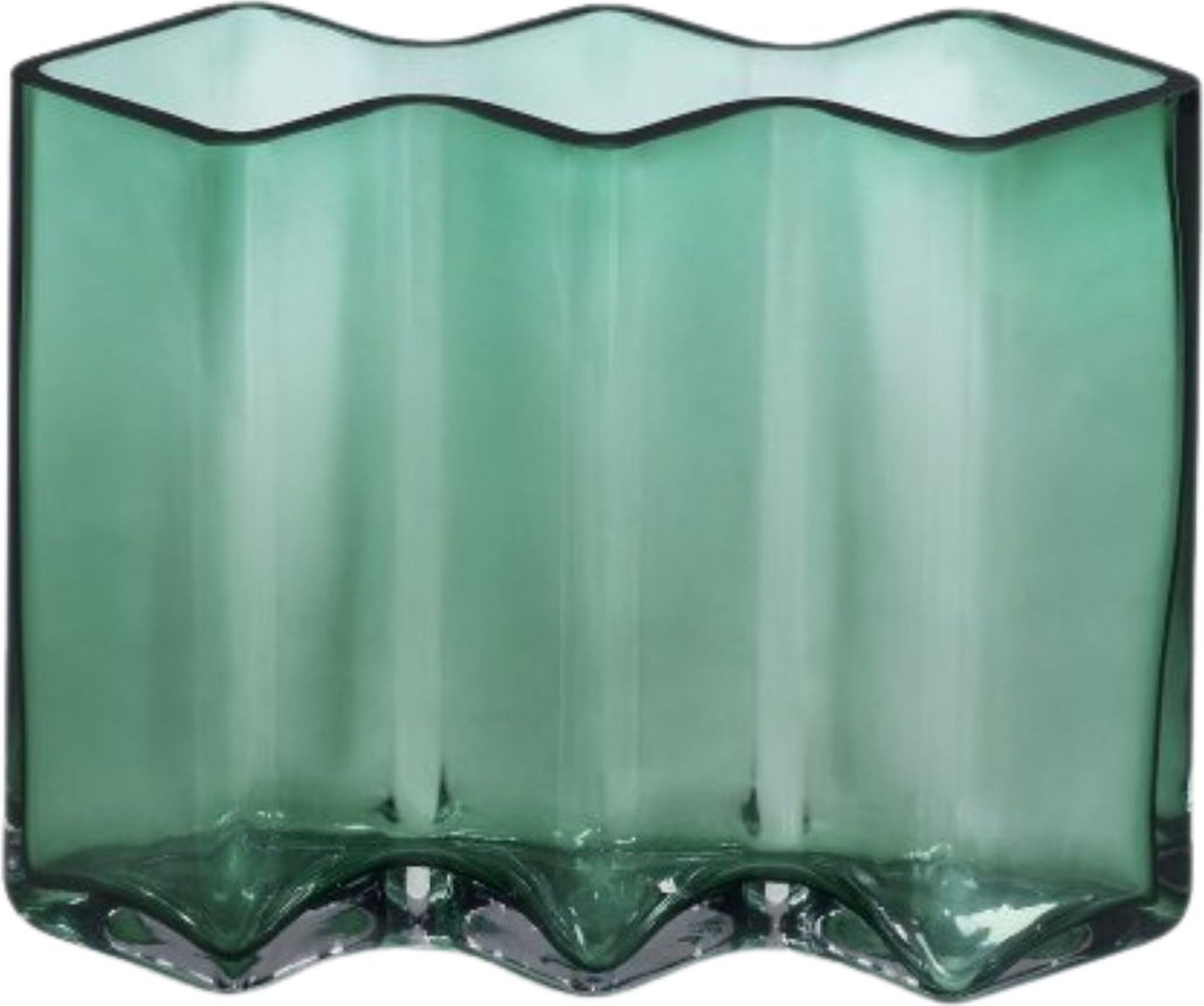 Row 3 Vase niedrig, transparent grün