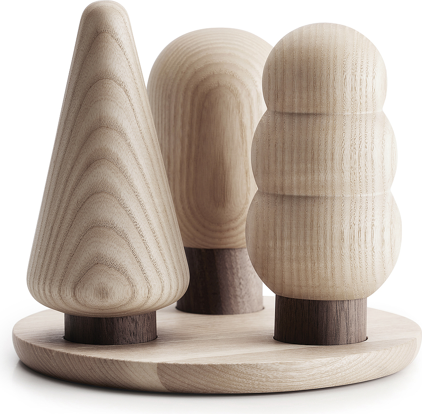 Set de Molinillos de sal y pimienta Into the Woods, con bandeja, Set de 4 piezas