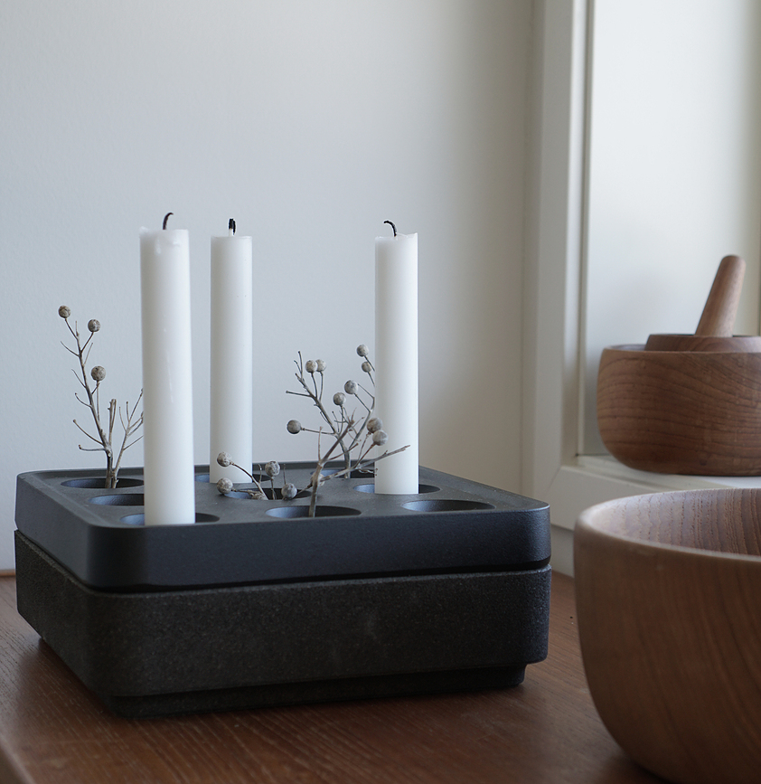 Stumpastaken S Base pour bougeoir, noire, en liège