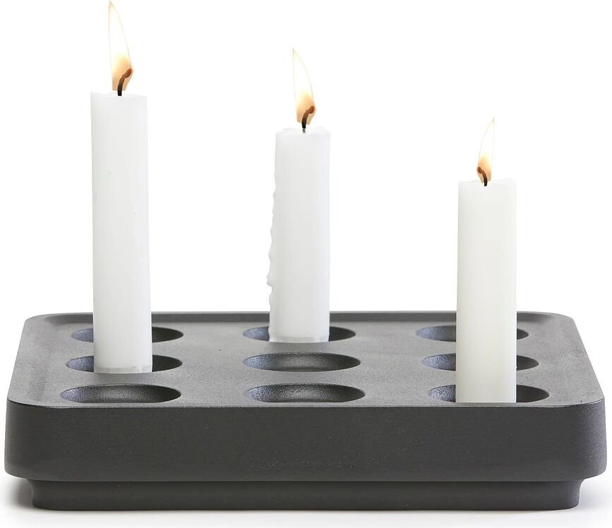 Stumpastaken Bougeoir Taille S, aluminium noir, avec grille et base