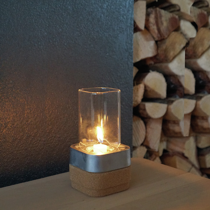 Stumpastaken Ettan Svečnik z zaščito, aluminij