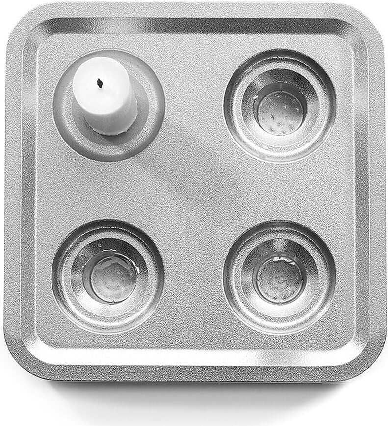 Stumpastaken Fyran Svijećnjak aluminij polirani s crnim postoljem