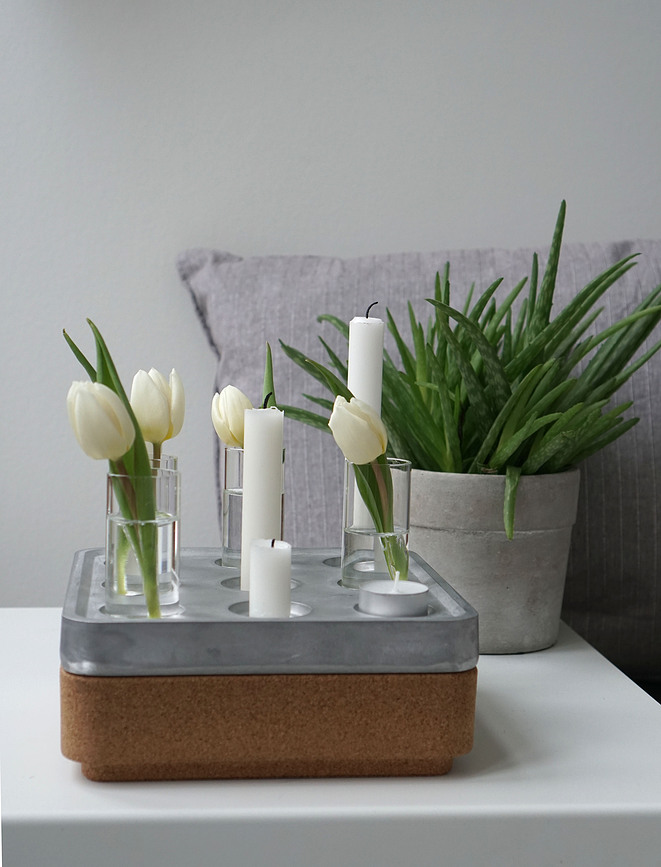 Stumpastaken S Κηροπήγιο με 4 βάζα και βάση, αλουμίνιο, μαύρο, Σετ 6 τεμαχίων