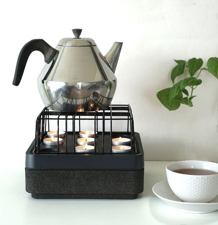 Stumpastaken S Svijećnjak s rešetkom i postoljem crni aluminij