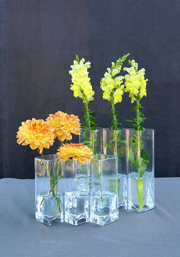 Vase Row 3 bas transparent vert