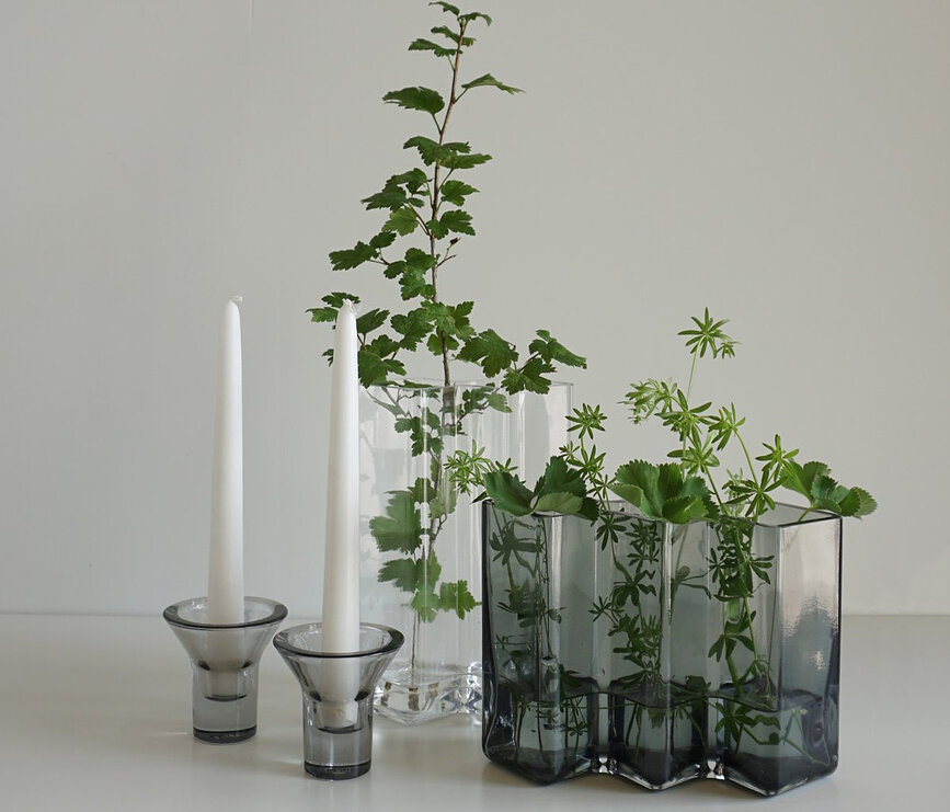 Vaso Row 3 basso trasparente verde