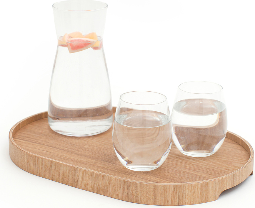 Bandeja antideslizante Bosign de madera de sauce, ovalada M