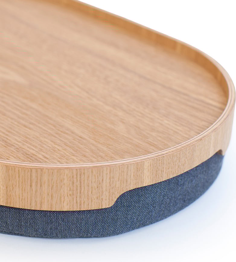 Bandeja Para Regazo de madera de nogal Laptray, ovalada, talla M, con superficie antideslizante, cojín gris