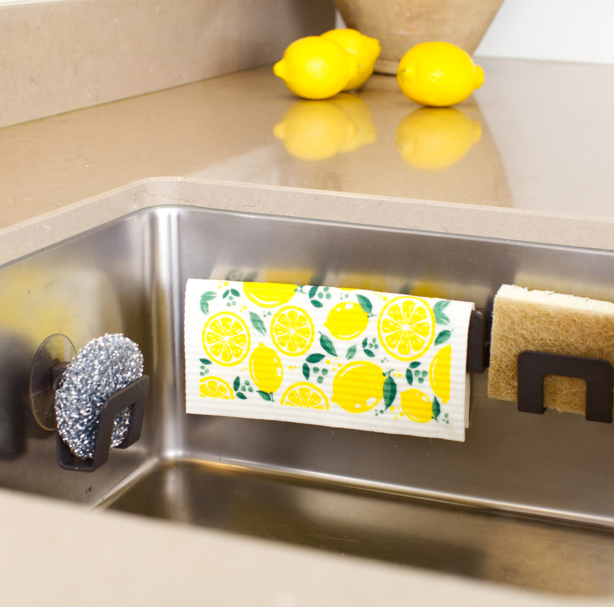 Bosign Držalo za krpo in gobico za pomivanje posode, grafitno, 2v1