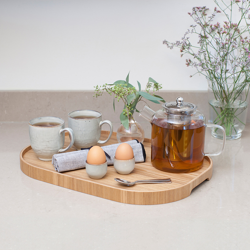 Bosign Plateau ovale, Taille L, en bois de saule, avec revêtement antidérapant
