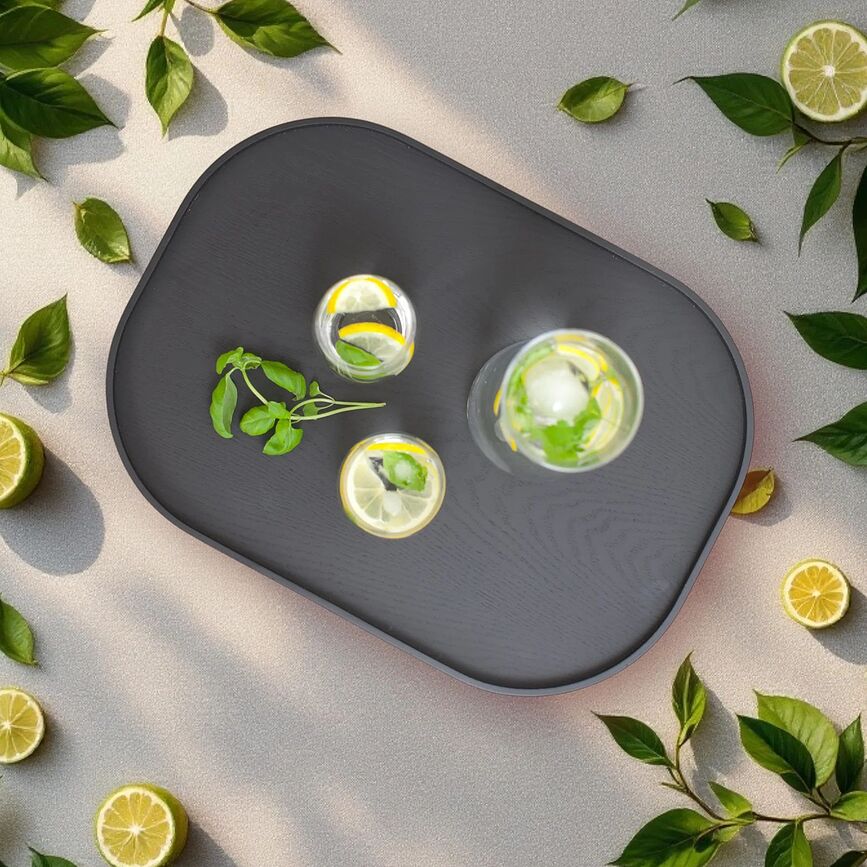 Bosign Plateau ovale, Taille L, en bois de saule, avec revêtement antidérapant