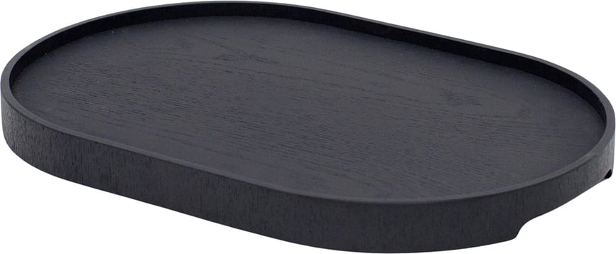 Bosign Plateau ovale avec revêtement antidérapant, Taille M, noir mat, bois de saule