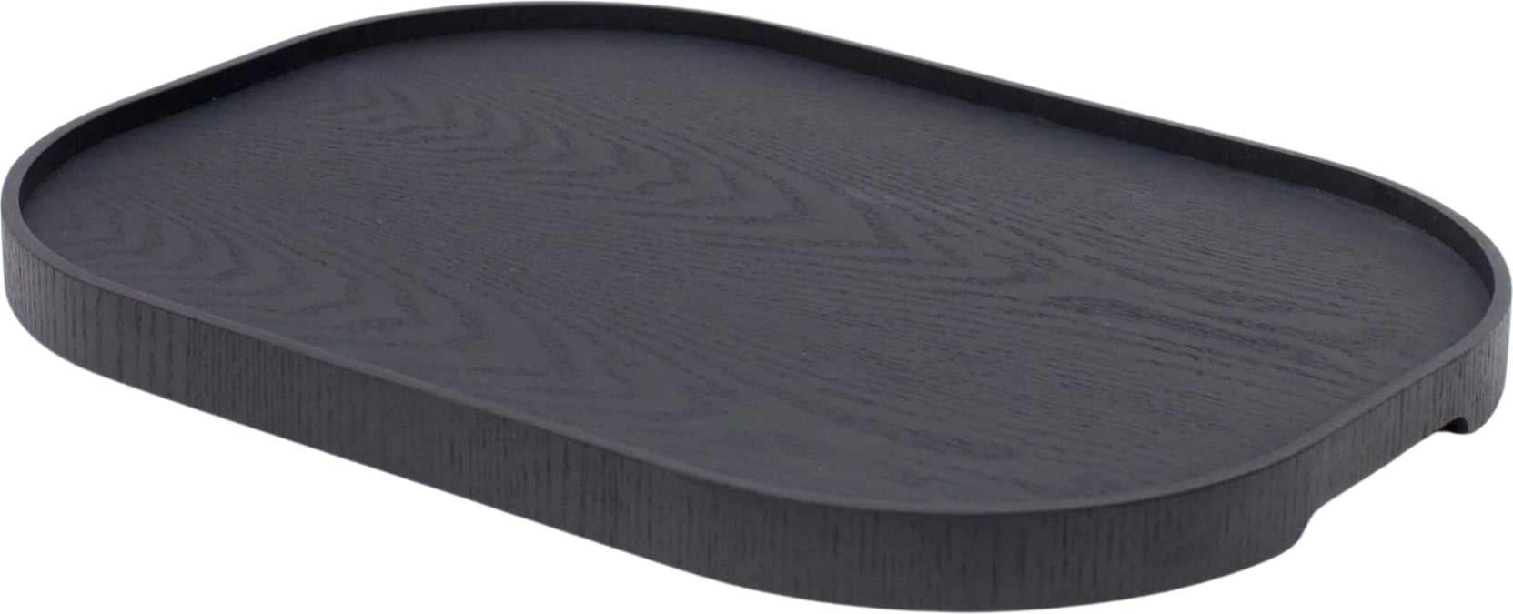 Bosign Tablett L oval schwarz matt Weidenholz mit Anti-Rutsch-Beschichtung