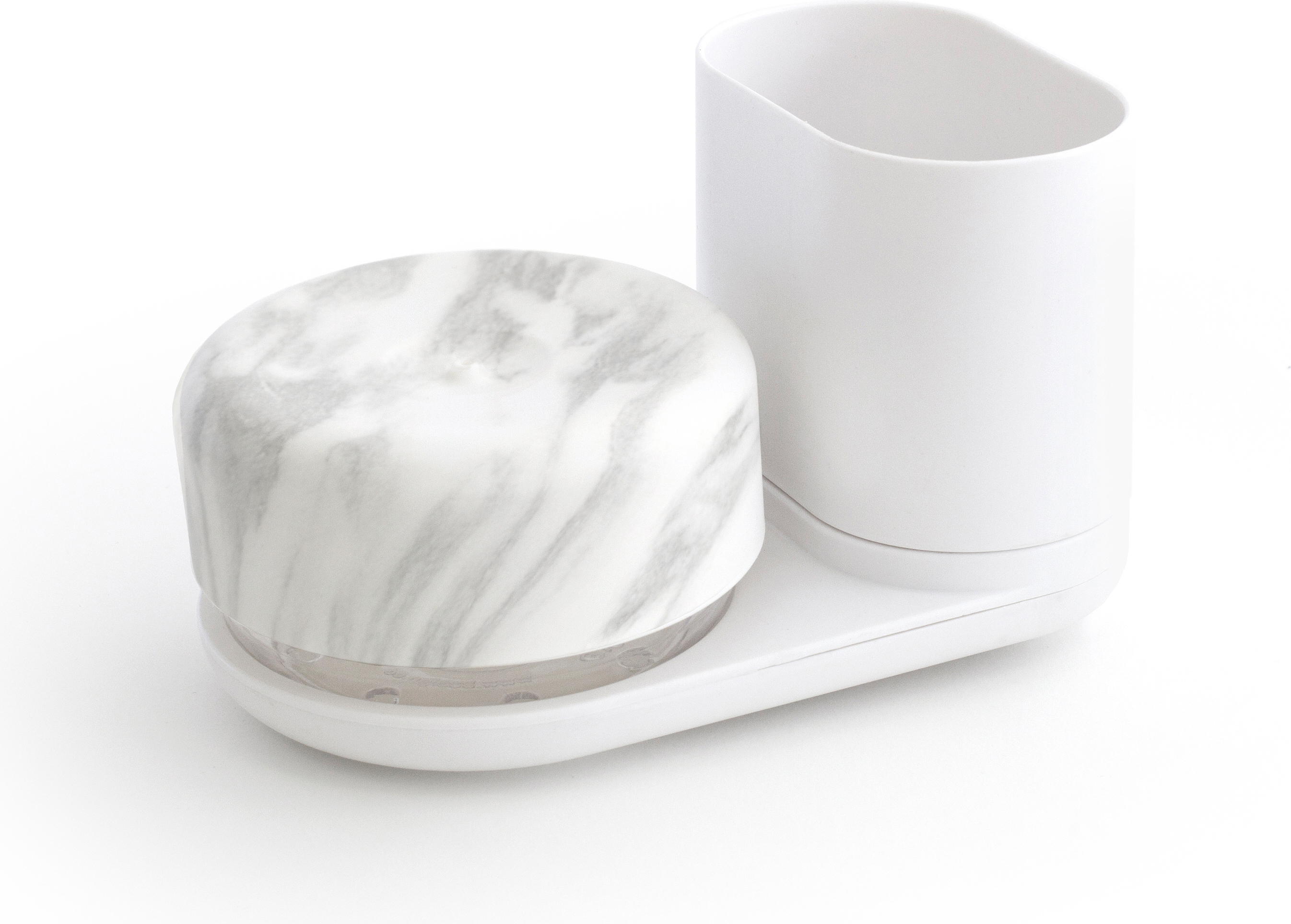 Caddy Compact Do-Dish Organisateur d'Évier, avec distributeur de savon et support pour brosse, effet marbre Caddy Compact Do-Dish Organisateur d'Évier, avec distributeur de savon et support pour brosse, effet marbre