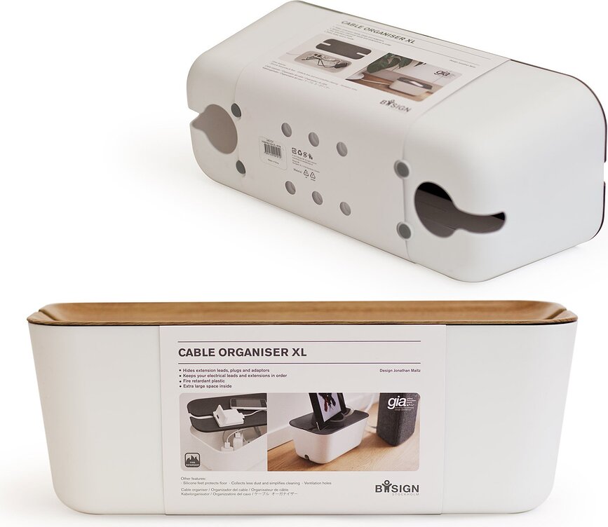 Caja organizadora de cables Hideaway Nature XL, clara