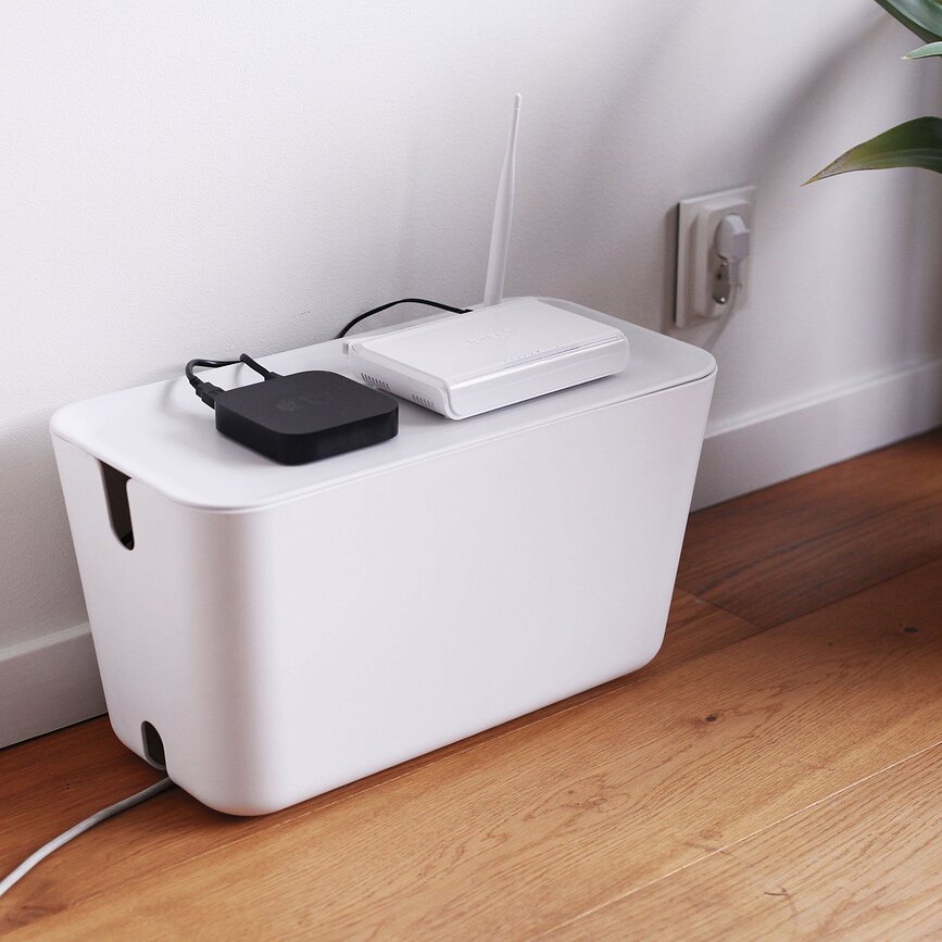 Caja Organizadora de Cables Hideaway, XXL, efecto madera