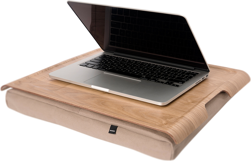 Δίσκος Laptray, από ιτιά, με γκρι μαξιλάρι