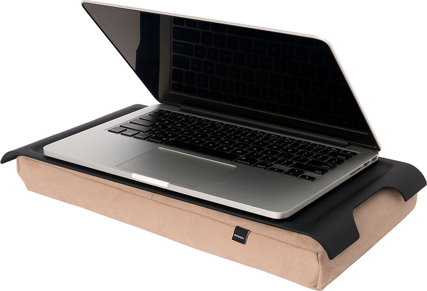 Mini Laptray Δίσκος Μίνι, μαύρος, πλαστικός, με αντιολισθητική επιφάνεια και μαύρο μαξιλάρι