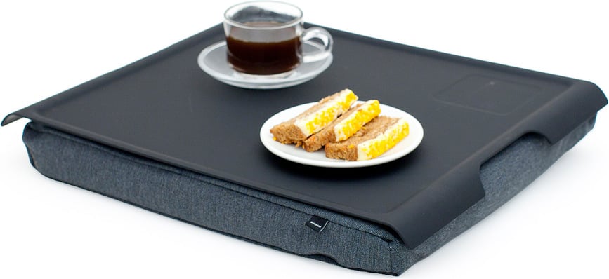 Laptray Δίσκος, μαύρος, με αντιολισθητική επιφάνεια, με γκρι μαξιλάρι