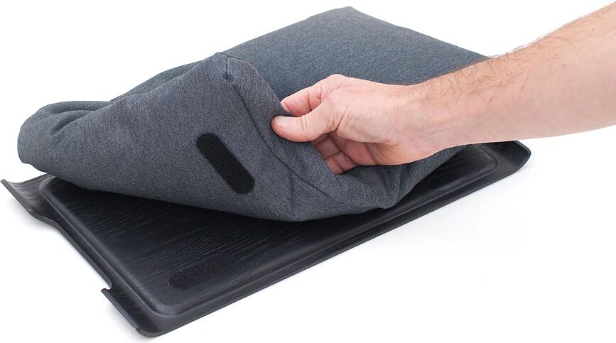 Mini Laptray Pladenj za naročje, oreh, s protizdrsno prevleko, s sivo blazino