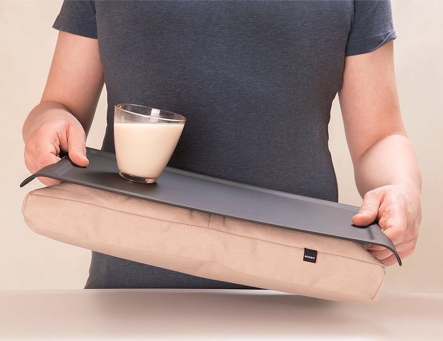 Mini Laptray Pladanj za krilo protuklizni plastični crni s crnim jastukom