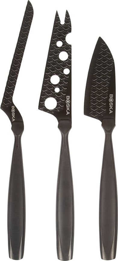 Cuchillos para Queso Monaco Plus, negros, con estuche, Set de 4 piezas