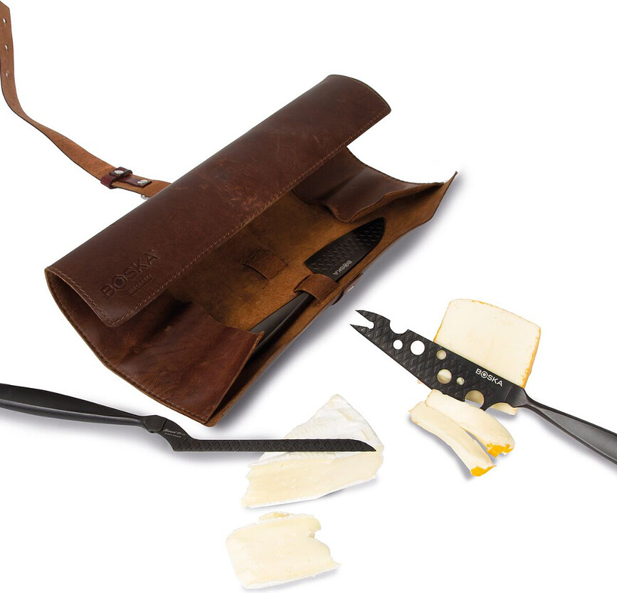 Cuchillos para Queso Monaco Plus, negros, con estuche, Set de 4 piezas