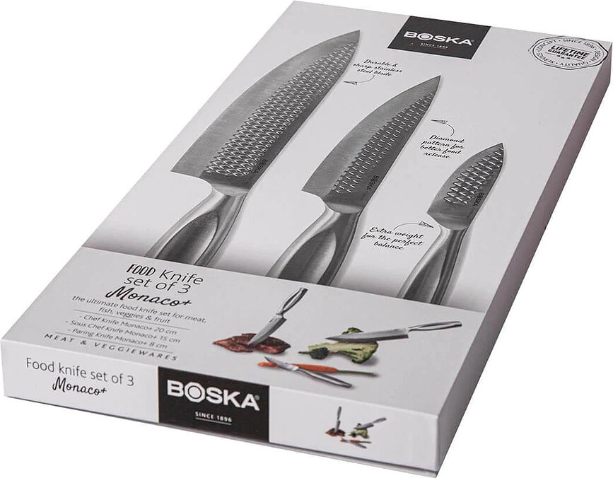 Monaco Plus Set de Couteaux de Cuisine, Couteau de Chef et Couteau d'Office, Lot de 3