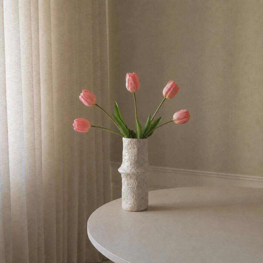 Botane Artificial Flowers Bouquet, tulips, 39 cm, pink, 5 pcs.