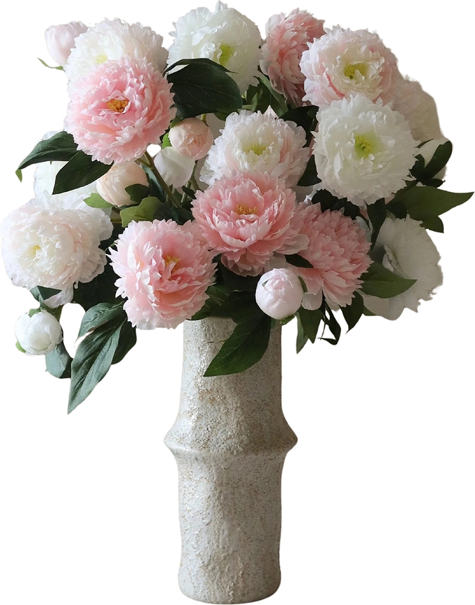 Botane konstgjord bukett pioner 72 cm, vit-rosa