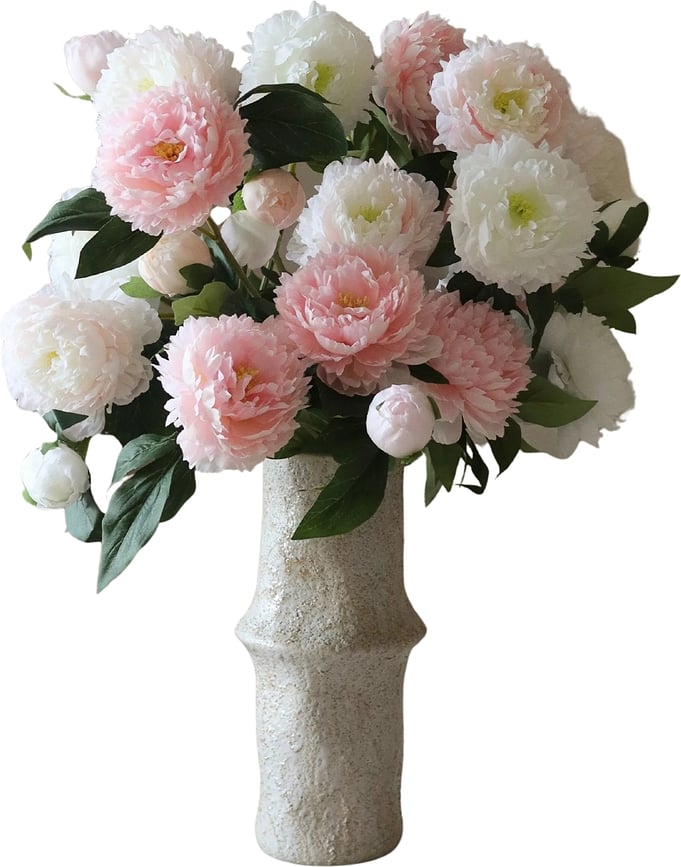 Botane kunstige pæonbuket 72 cm, hvid-lyserød