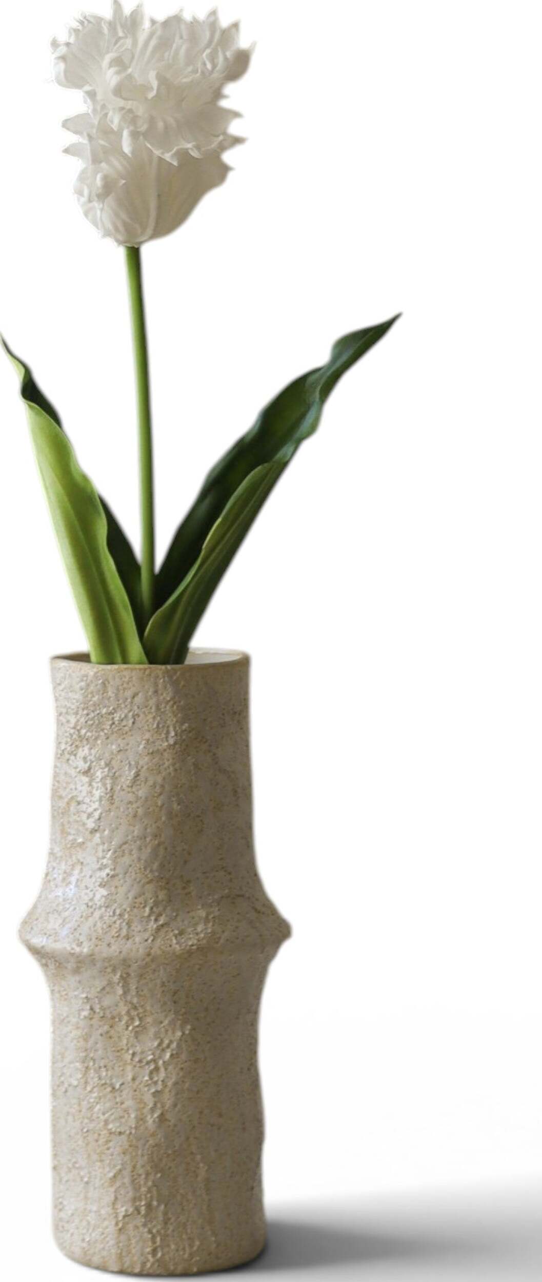 Botane Künstliche Blume Tulpe 69 cm, weiß, Papageientulpe, groß