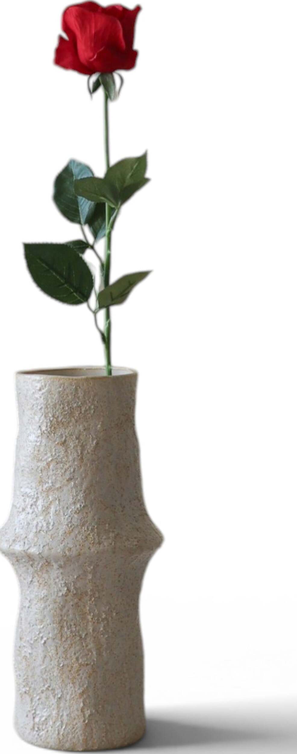 Botane Künstliche Rose 65 cm auf langem Stiel, rot
