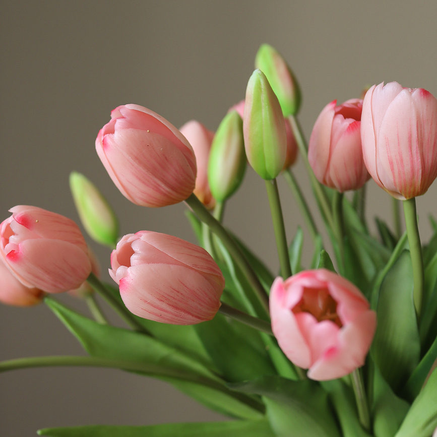 Botane művirág csokor, tulipán, 39 cm, rózsaszín, 5 db