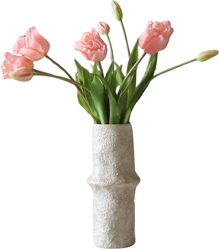 Dirbtinių gėlių puokštė Botane tulpės 44 cm, rožinės